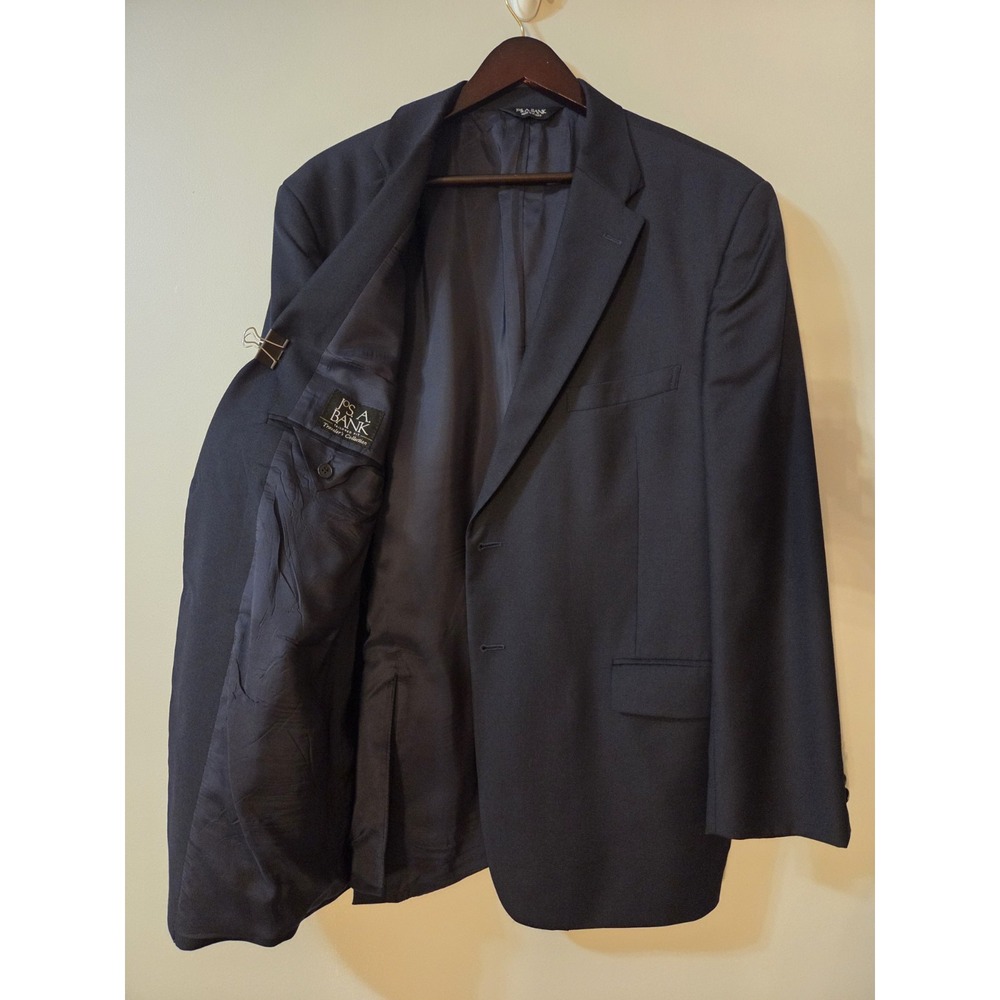 Jos. A. Bank Tailored Fit 46R Navy Wool Blazer Sportcoat Jacket Silver Buttons